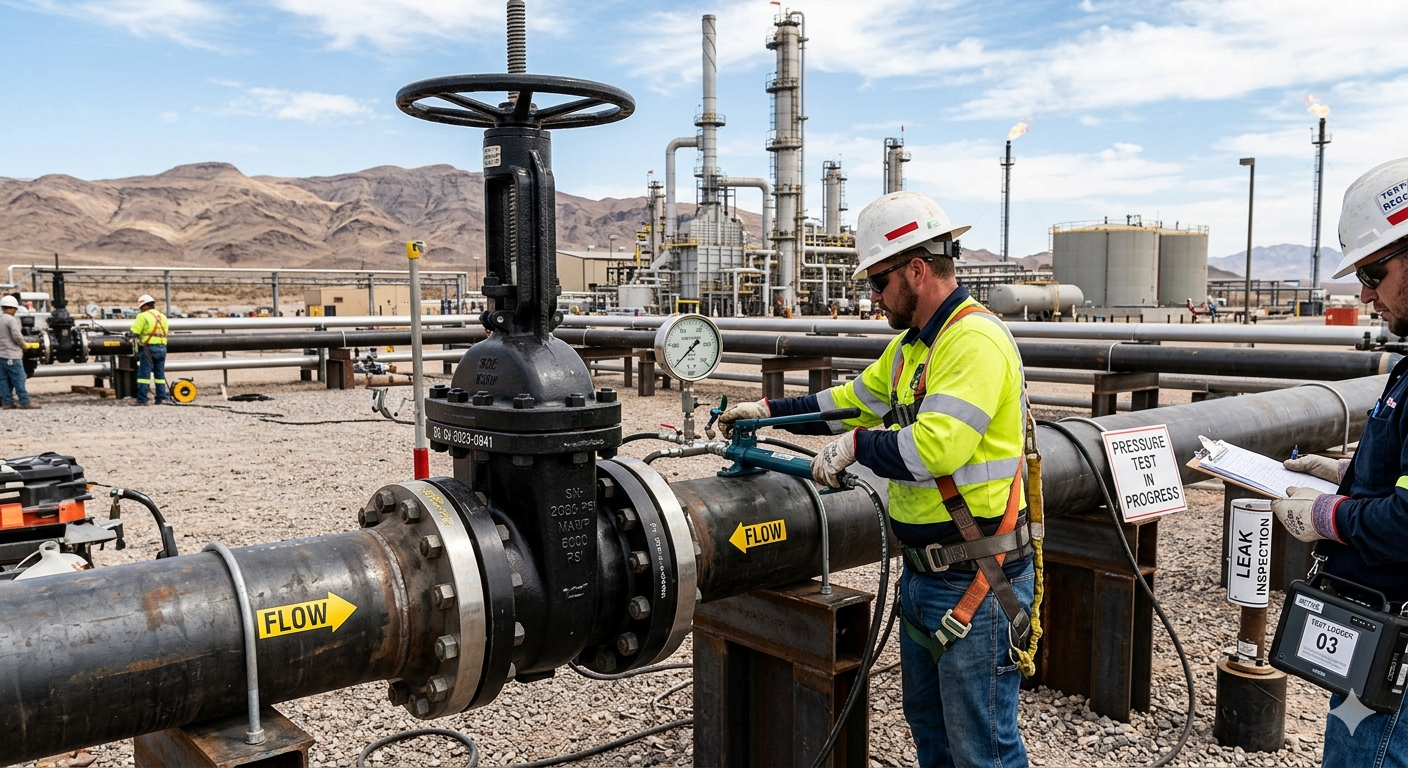 Oil and gas gate valve installation and testing